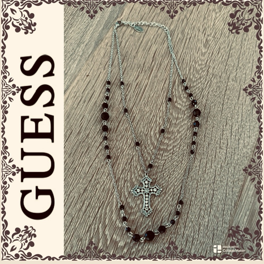Guess multi strand cross necklace
